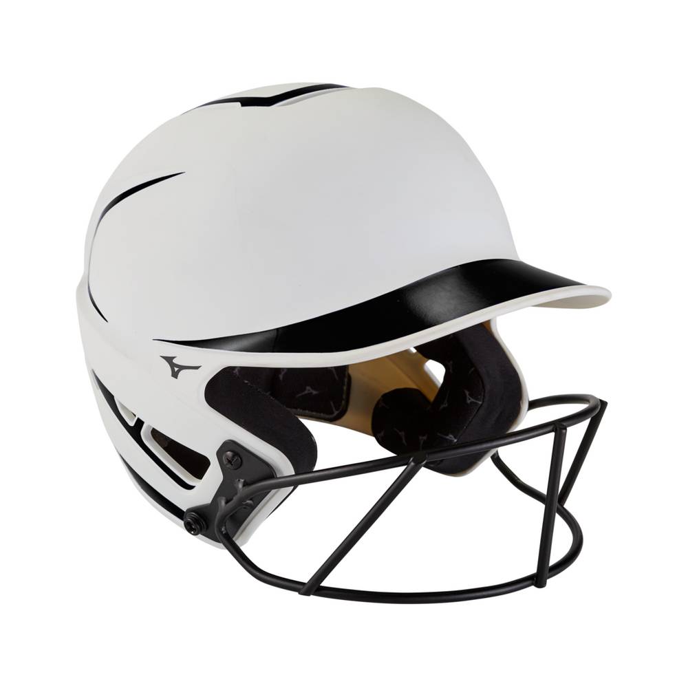 Damske Prilba Mizuno F6 Fastpitch Softball Batting Biele/Čierne Vypredaj MOKV95671